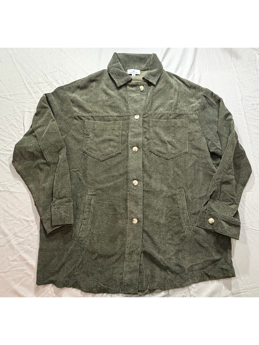 Urban Daizy Women M Olive Corduroy Shacket Oversized Shirt Jacket